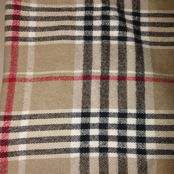Nova Check Beige Plaid Scarf Wrap Blend Fringe 60 by 12 Classic Checkered Patter - Picture 4 of 9